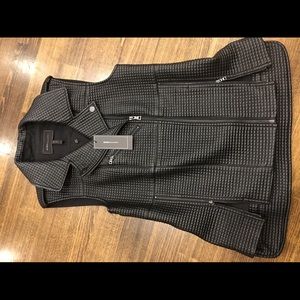 NWT BCBGMAXAZRIA Black vegan Leather vest S